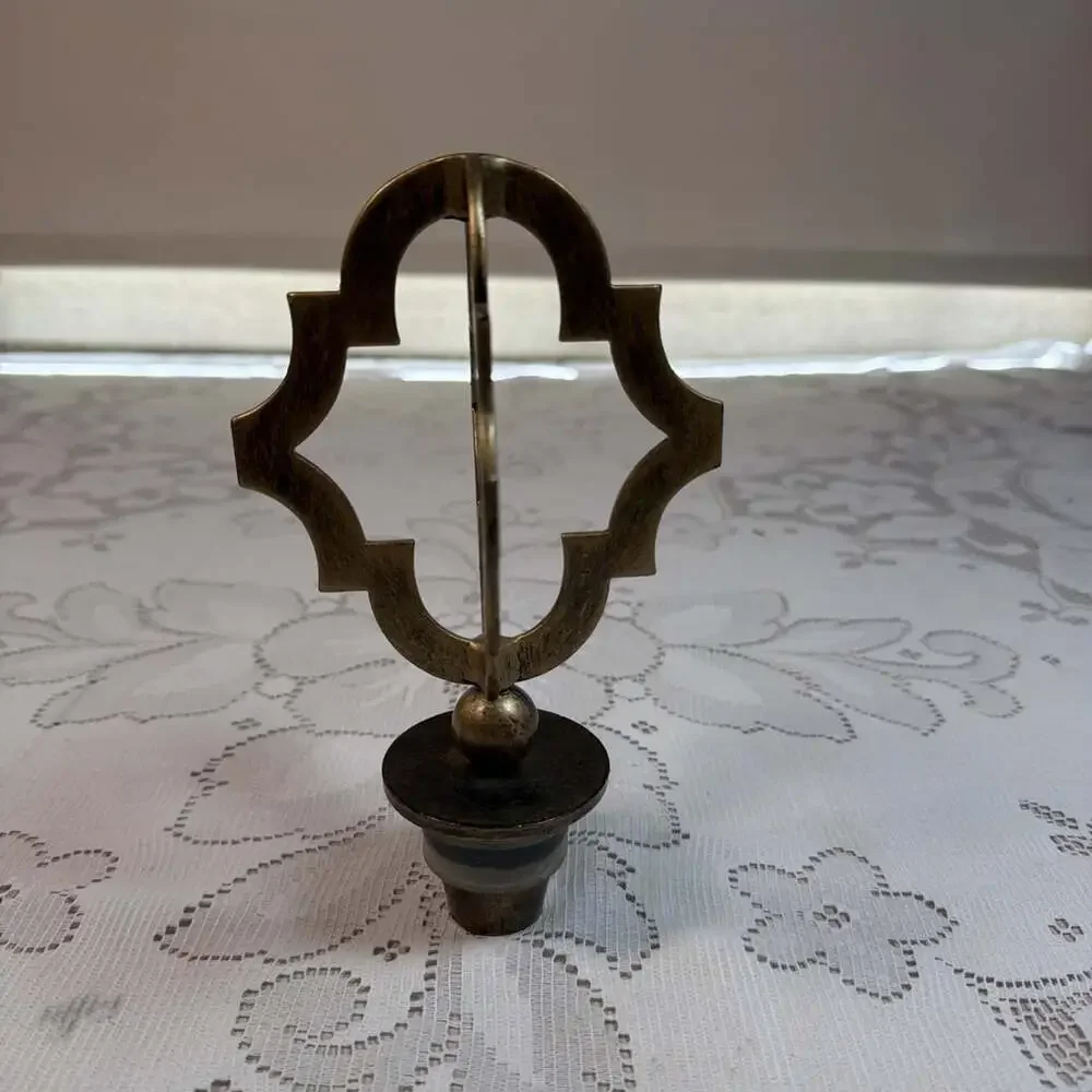 Sazerac Stitches Raw Brass Medallion Wine Bottle Stopper Barware Finial 7”/4”